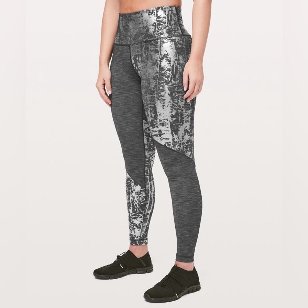 Lululemon Wunder Under High Rise Tight SE Heathered Black/Foil Size 10 Legging